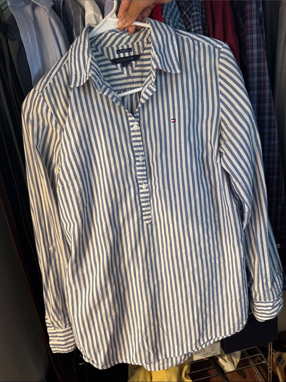 Tommy Hilfiger Navy and White Vertical Stripe Shirt
